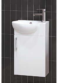 Resim Turkuaz Seramik Cerastyle Küçük Mini Köşe Lavabo 28 x 45 CM Ve Banyo Dolabı 