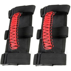 Resim Xiyyadms Jeep Wrangler İçin Dayanıklı Paracord Tutma Kolları - 3 Kayışlı, Güvenli Ve Kolay Montaj, Siyah & Kırmızı 