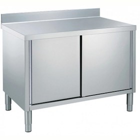 Resim Electrolux Professional Dolaplı Çalışma Tezgahı, 1 Ara Raflı, 2 Kayar Kapılı, 100 Mm Sırtlı, (6 Ayaklı) - 1600 Mm TN1610EN 