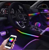 Resim Sese Duyarlı RGB Kayar Led 18 Parça App Bluetooth Araç İçi Ambiyans Şeritleri 