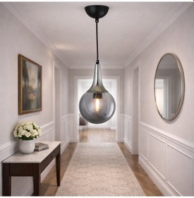 Resim Tt601-1-sy-kr Tt Aydınlatma Matsiyah-krom Tekli Uzun Hunili Avize Siyah-Krom 