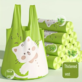 Resim 2 rulo/30 adet ve 4 rulo/60 adet çöp torbası, el tipi ekstra kalın bağcıklı pratik mutfak atık torbaları, çöp torbaları 