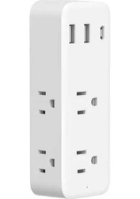 Resim Trendooze Gaojunshop01 Beyaz 6 Ac 3 Usb Type-c Dönebilen Duvara Masaya Uyumlu Amerikan Prizi 110-130v 