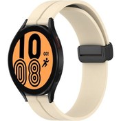 Resim Sones Samsung Galaxy Uyumlu Watch4 44mm 20mm Düz Renk Manyetik Toka Silikon Saat Kordonu 