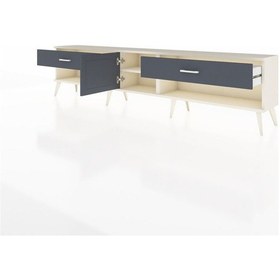 Resim Arges Tv Ünitesi Tek Raflı 2 Çekmeceli Tek Kapaklı 220x30x51 Aytaşı-antrasit Antrasıt/antrasıt - Aytası 