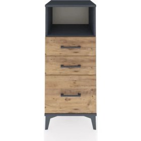 Resim Hyperion Komodin Tek Raflı 3 Çekmeceli 44X44X106 Antrasit-Çam 