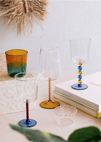 Resim The Mia Bead Şarap Kadehi Mavi 300 Ml Şeffaf 