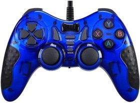 Resim Microcase USB Kablolu Çift Titreşimli PC Konsol Oyun Kolu Gamepad Joystick -AL4630 Mavi 