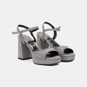 Resim Desa Kadın Platin Simli Platform Topuklu Abiye Ayakkabı 