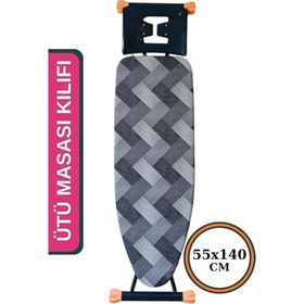 Resim Asev Home Ütü Masası Kılıfı Keçeli İpli Stoperli Büyük Boy 55x140 Cm Açık Ahşap 