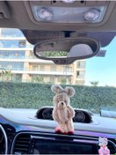 Resim OTOMOGARAJ Peluş tavşan dikiz süsü tavşan dikiz aynası süsü krem rengi 