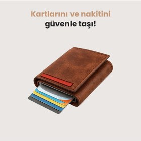 Resim Viscoshy Rfıd Korumalı Kızaklı Cüzdan Seyahat Cüzdanı Kahverengi 