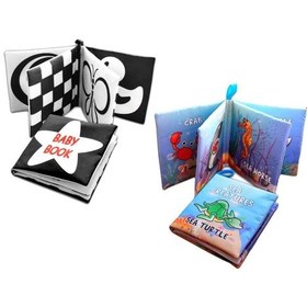 Resim 2 Kitap Tox Ingilizce Siyah-Beyaz Bebek Ve Deniz Canlıları Kumaş 