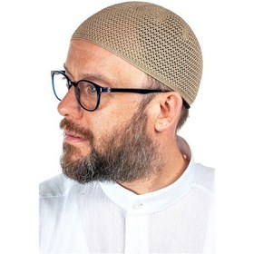 Resim Lüks Çelik Örme Namaz Takkesi Kahverengi 1 Adet 