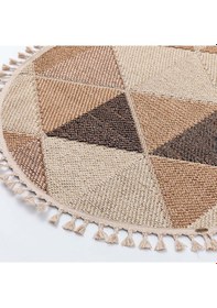 Resim Cool Halı Bress 1405 Sarı Kolay Temizlenen Hav Toz Vermez Hasır Dokulu Örgü Desen Yuvarlak Halı 