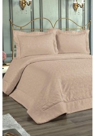 Resim Buğlem Dolgulu Şönil Çift Kişilik Yatak Örtüsü Cappucino Cappucino 