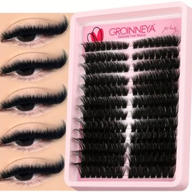 Resim GROINNEYA 240 adet Küme Kirpikler DIY Kirpik Uzatma C Curl Uzun Bireysel Kirpikler Karışık Tepsili Sahte Mink Kirpik Küpleri Uzantıları 