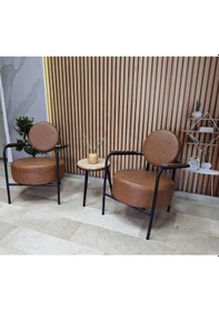 Resim Azra Mobilya Venüs 2 Berjer Set İskandinav Keten Berjer - Büro - Ofis Koltuğu - Ofis Mobilyası -bekleme Salonu Kahverengi 