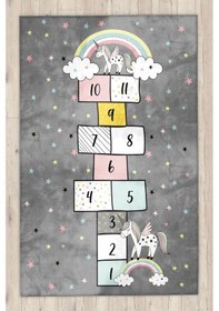 Resim Sevimli Pony Seksekli Bambu Çocuk Halısı Gri 