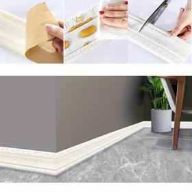 Resim 1 adet PVC Duvar Kağıdı Sınırı, Kendinden Yapışkanlı Duvar Kenarı, 3D Kabartmalı Köpük Kalıp, 2.3M Esnek Zımpara Hattı Dekor Sticker 