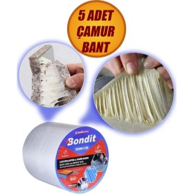 Resim Nublado 5 Adet Bondit Çatı Izolasyon Ses Su Yalıtım Tamir Bandı Çamur Bant 10 cm x 2 Metre 