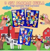 Resim 3 Set - 30 Parça Tox Evcil Vahşi Hayvanlar ve Meslekler Parmak 