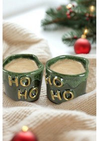 Resim Gleam Yeşil Seramik El Yapımı Mug Fincan 2li Set Altın Kaplama Ho Yeşil 