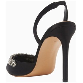 Resim Nass Sandra 100 Kristal Işlemeli Saten Slingback Stiletto, Şık Ve Zarif Siyah 