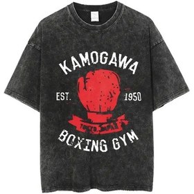 Resim Chao Lu Da Vintage Anime Hajime No Ippo Kamogawa Boks Tişört - Erkek Kadın Spor Salonu Hip Hop Y2k Gevşek T-shirtlavanta Lavanta 