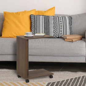 Resim Adore Çok Amaçlı Tekerlekli C Koltuk Sehpası - Oslo Ceviz 