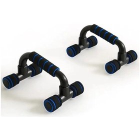 Resim Chenkestoreone Siyah Mavi Ergonomik Şınav Barları - Kaymaz, 300 Kg Kapasiteli, Ev & Spor Salonu İçin 