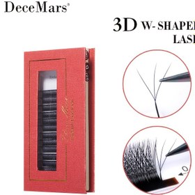 Resim DeceMars 3D - W Şekilli Kirpik Uzatma C Curl D Curl 0.07mm veya 0.10mm Sahte Kirpik 