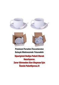 Resim Yılbaşı Hediyesi Noel 2026 Baskılı 2li Set İsimli Porselen Çay Kahve Fincan Seti Beyaz 