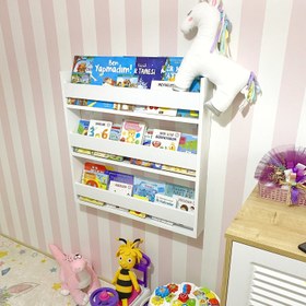 Resim Venice Home Montessori Eğitici Çocuk Kitaplığı Mat Beyaz Mdf, 3 Katlı Montessori Kitaplık 