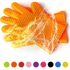 Resim Silikon Barbekü Eldivenleri Izgara Eldivenleri Isıya Dayanıklı Kaymaz Yalıtımlı Fırın Eldiveni Izgara Pişirme Kamp Turşu Yapmak İçin 