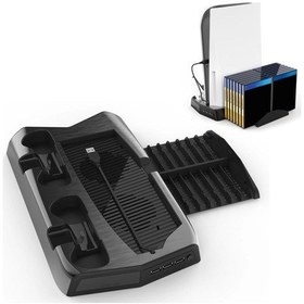 Resim Kjh P5-010-2 Ps5 De / Uhd İçin Depolama Tepsisi Braketi İle Çok Fonksiyonlu Şarj Soğutma Fanı Tabanı 