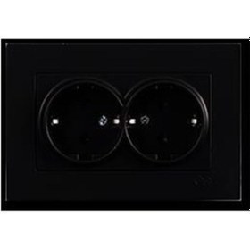 Resim Günsan EQONA M. SİYAH İKİLİ Topraklı Priz (MKZ) 