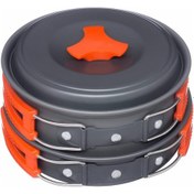 Resim Moveevo Kamp İçin Taşınabilir 9 Parça Kombine Tencere Seti - 1-2 Kişilik Dış Mekan Yemeği Gereci Turuncu Turuncu 