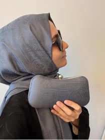 Resim Ceylan Gri Etnik Desenli Abiye Şal - Çanta Takımı 