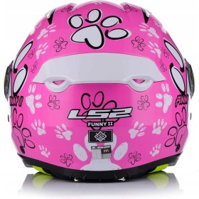 Resim Ls2 Funny 2 Paws Pembe Çocuk Motosiklet Kaskı 