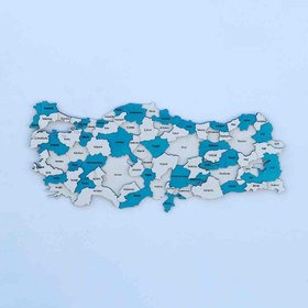 Resim Türkiye Siyasi Haritası - 3D Harita Ahşap Duvar Dekoru, Turkuaz - 100x43 cm 