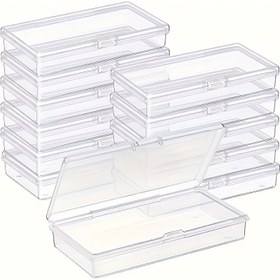 Resim 10 Adet Şeffaf Plastik Saklama Kutuları Menteşeli Kapaklarla - Kendin Yap El İşleri, Takı ve Küçük Eşyalar için Şeffaf Düzenleyici, Güvenli Çıtçıt Kapatma, Kolay Depolama için Yığılabilir Tasarım, Takı Organizatörü 