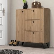 Resim Mezza Bella 1802 Ayakkabılık 6 Raflı 4 Kapaklı Meşe 