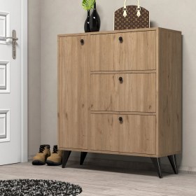 Resim Mezza Bella 1802 Ayakkabılık 6 Raflı 4 Kapaklı Meşe 