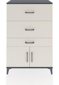 Resim Hyperion Dolap 3 Çekmeceli 2 Kapaklı 88x44x134 Antrasit-aytaşı Antrasit 