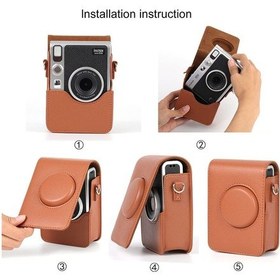 Resim Instax Mini Evo Kahverengi Askılı Deri Çanta 
