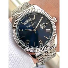 Resim Ferucci Rolex Model Çelik Kordon Takvimli Kadran 30 mt Suya Dayanıklı Erkek Kol Saati FEC.13029M03 