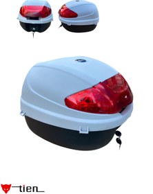 Resim TİEN MOTOR Tien 35 Litre Renkli Açık Gri Motosiklet Çantası (SIRT DAYAMA PEDİ DAHİL) 