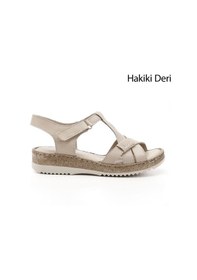 Resim Gönderi(R) Gönderi R Kadın Bej Antik Cırt Bantlı Dolgu Topuk Hakiki Deri Sandalet Dyza65145711 Bej 