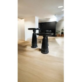 Resim Wood Wooden Ahşap 3lü Set Vazo Model Mantar Yan Sehpa Modern Siyah Renk Fiskos 